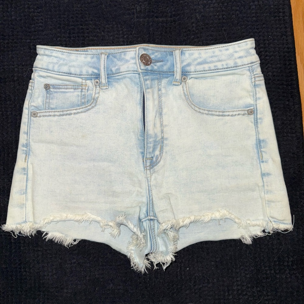 American Eagle Outfitters Blue Jean Shorts High-Waisted Distressed